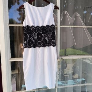 Ava & Aiden Sheath - size 4 - cocktail dress white - black lace